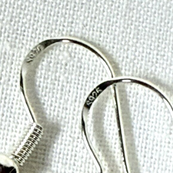 White Howlite Bear Dangle Earrings 925 Sterling Silver - Picture 4 of 6